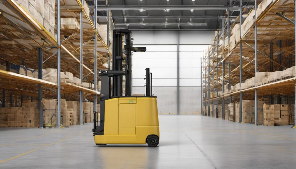 Counterbalance forklift parked safely for 5 day novice operator training