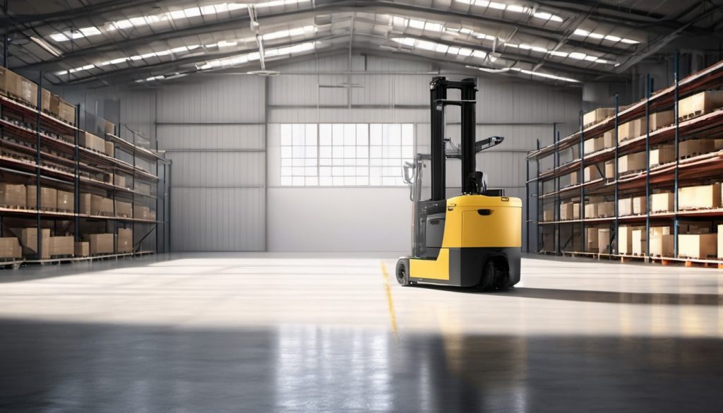 Forklift parked safely in a warehouse training area