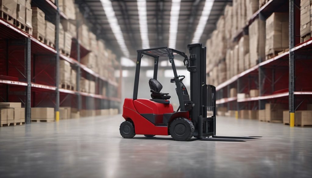 Counterbalance forklift parked safely for 4 day novice operator training