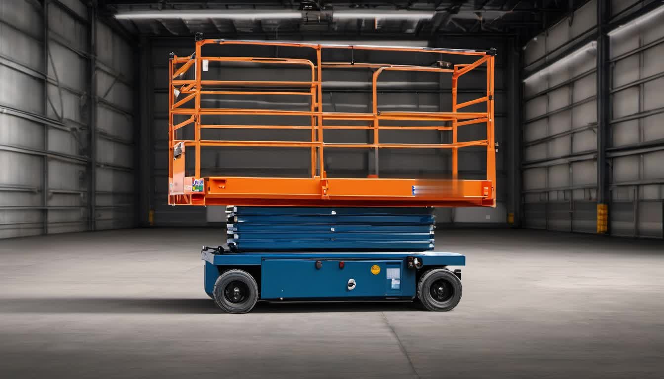 Scissor lift platform in an indoor training area